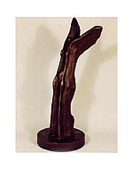 Bronze sculpture titled nike descdending